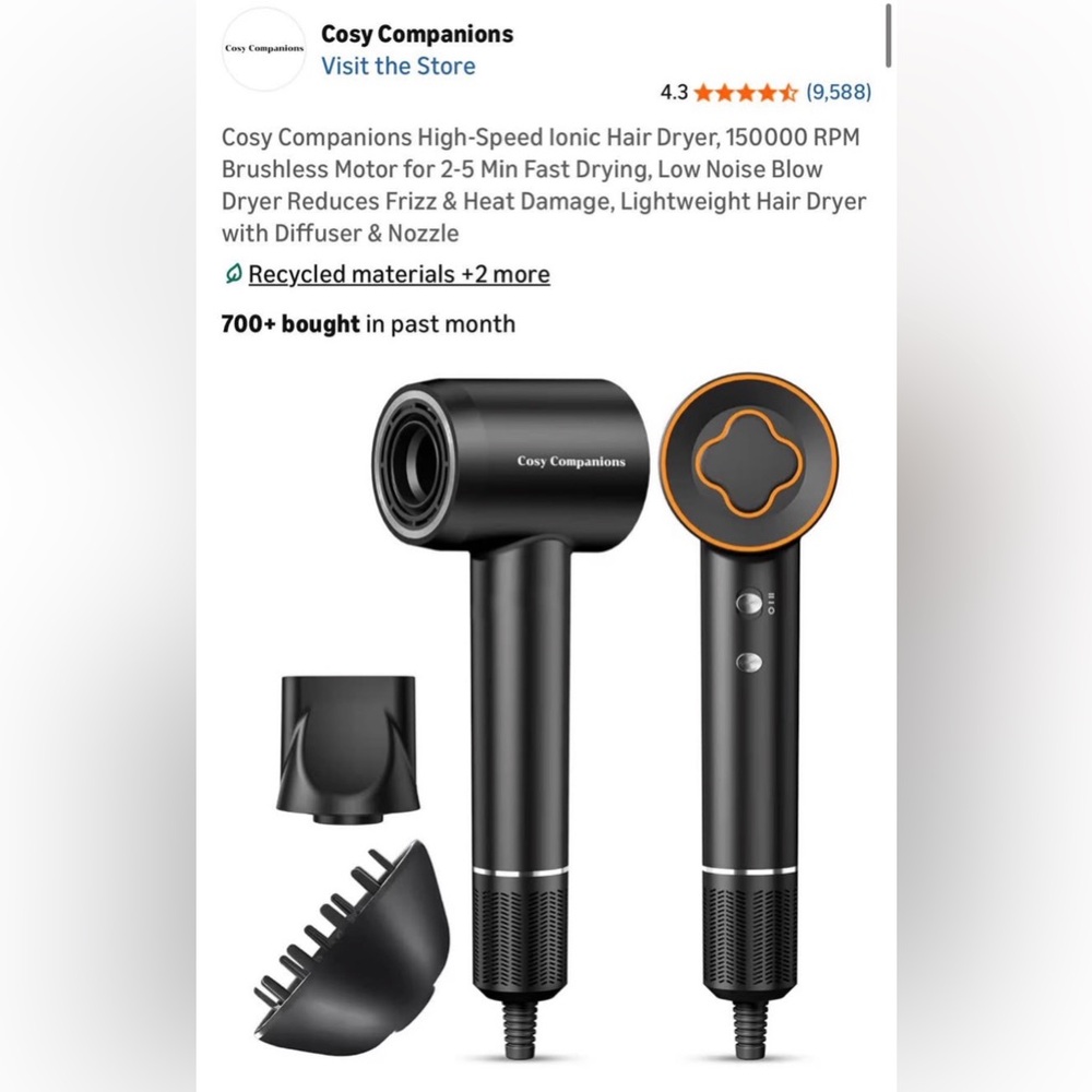 Cosy Companions 1500W hair dryer